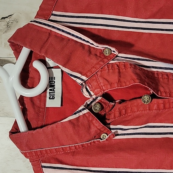 Vintage Gitano Sports Casual Stripe Short Sleeve Button Down Shirt Size M Unisex - Picture 5 of 9